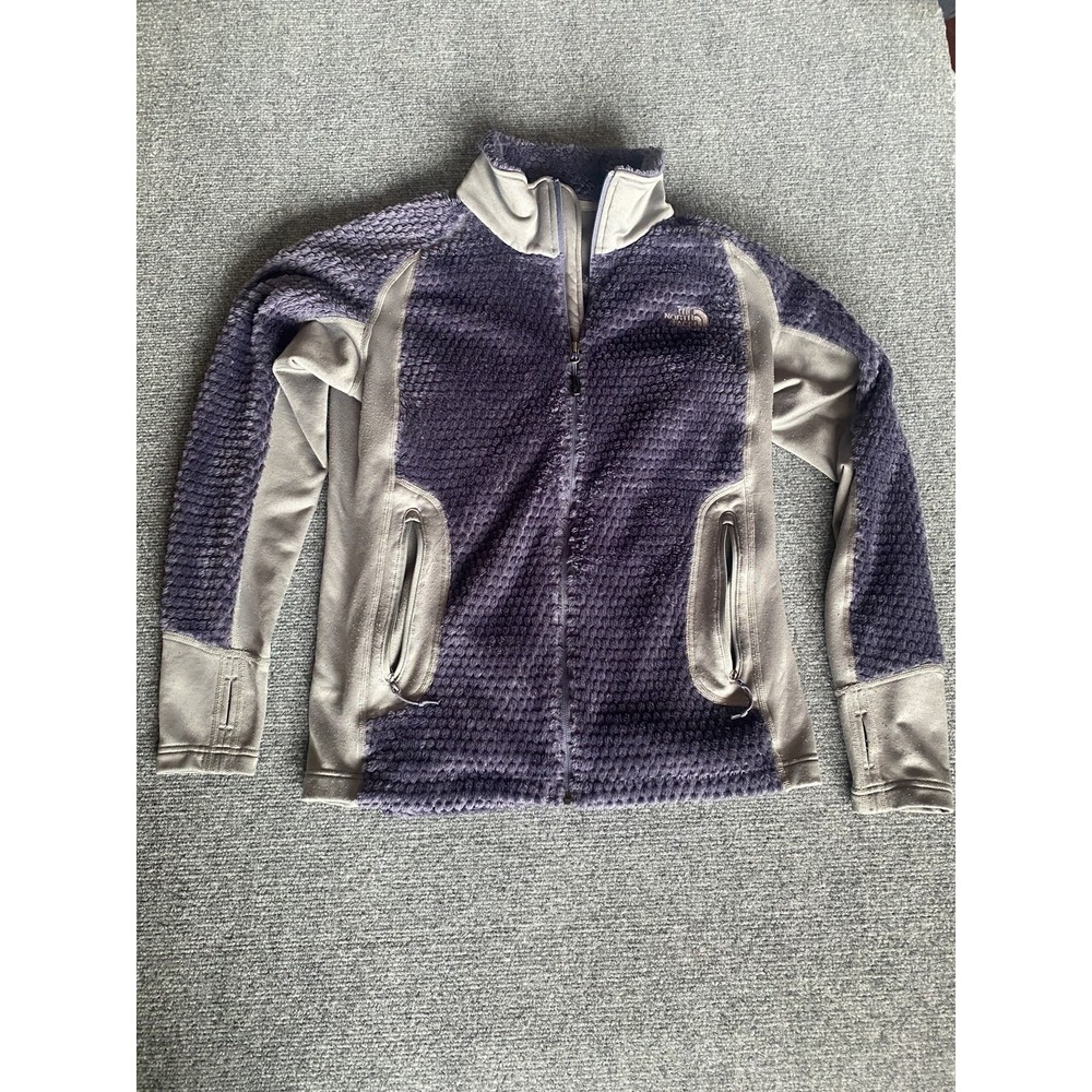 The North Face Fleece Jacket Purple Gray Colorblock Full Zip Womens L Gorpcore